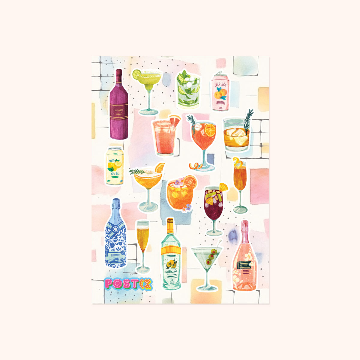 Cocktail Party A6 Washi Sticker Sheet