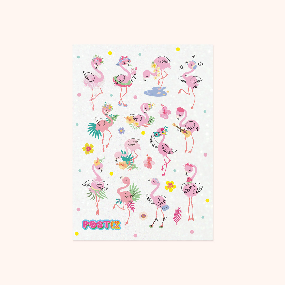 Flamingo Fun A6 Glitter Sticker Sheet