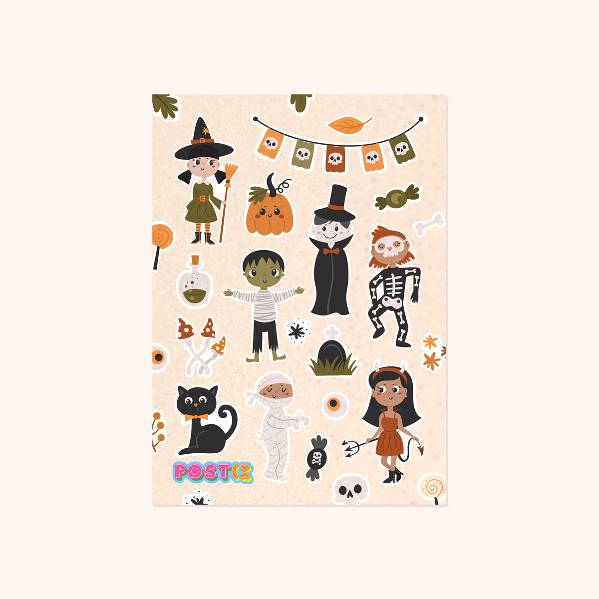 Happy Halloween Party A6 Glitter Sticker Sheet