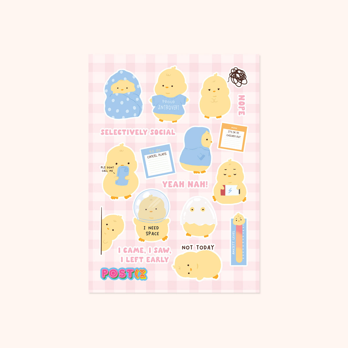 Introverted Chickie A6 Paper Sticker Sheet