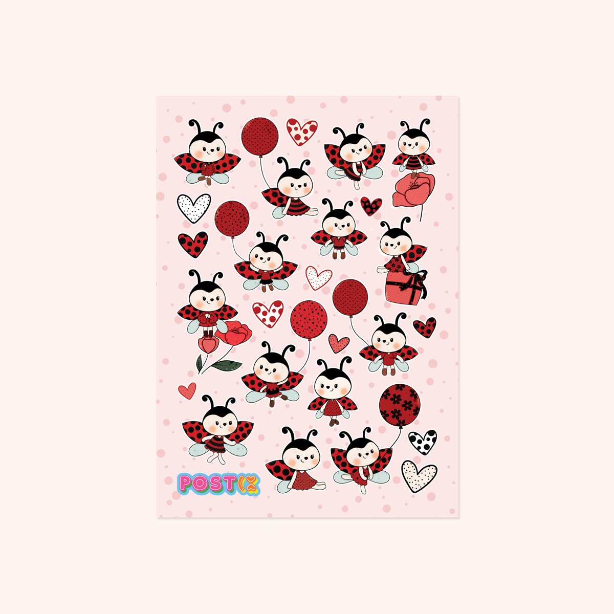 Lady Bug Love A6 Sticker Sheet
