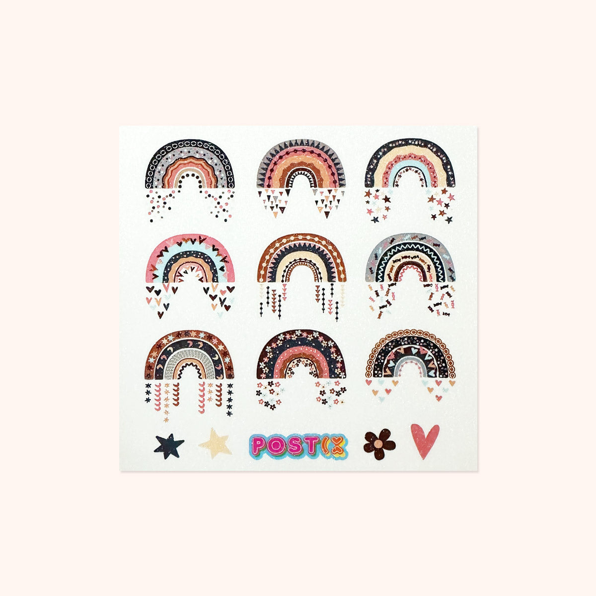 Scandi Rainbows Square Glitter Sticker Sheet