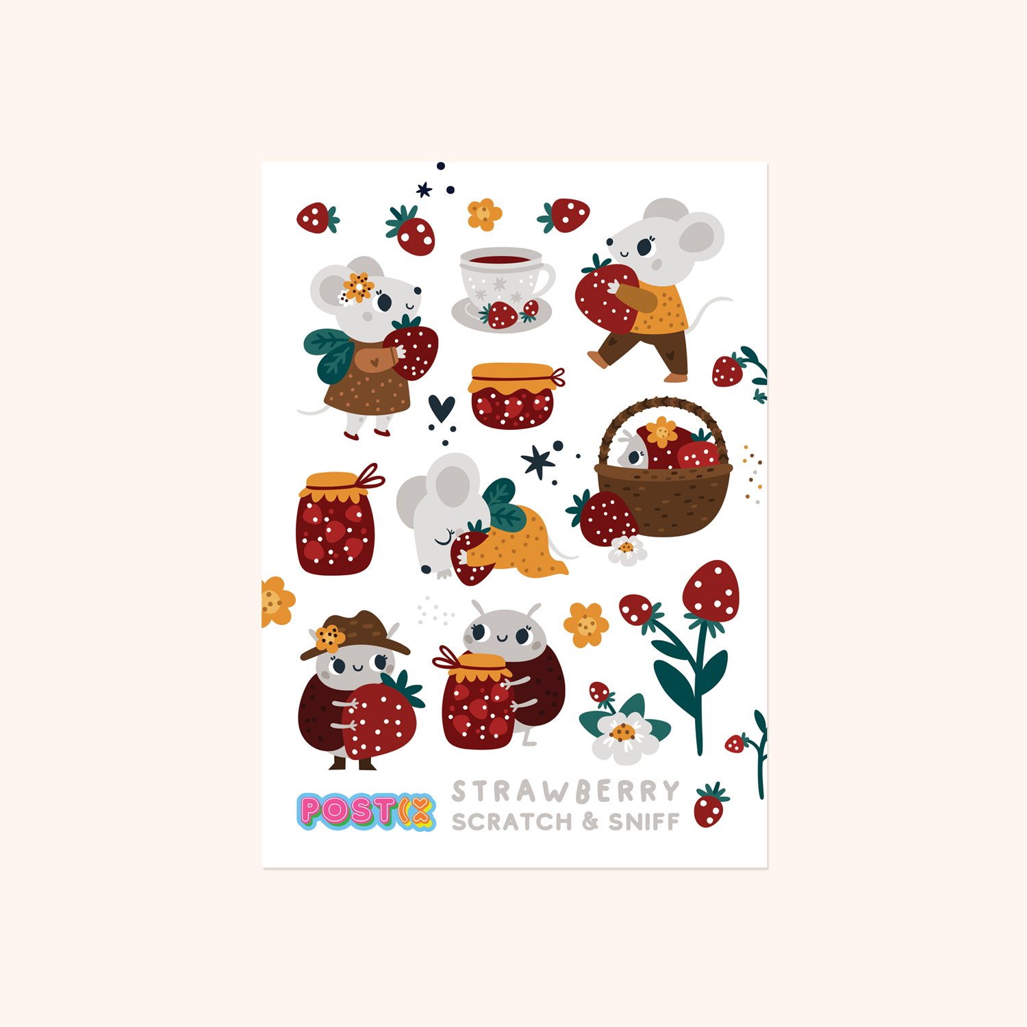 Strawberry Fields A6 Scratch and Sniff Sticker Sheet