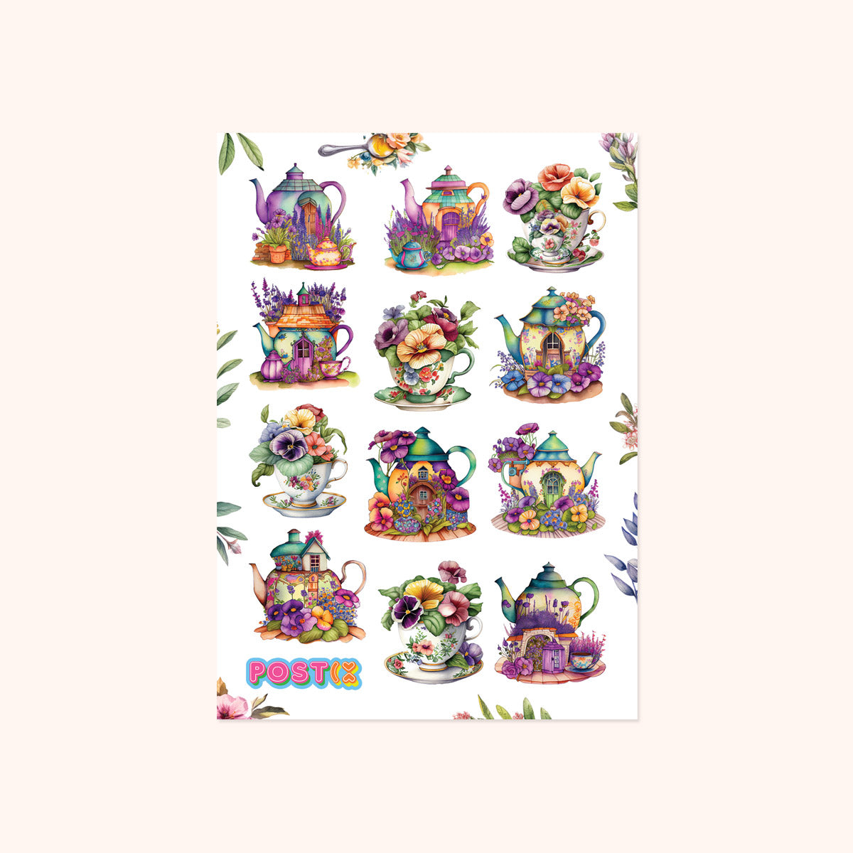 Floral Tea Party A6 Washi Sticker Sheet