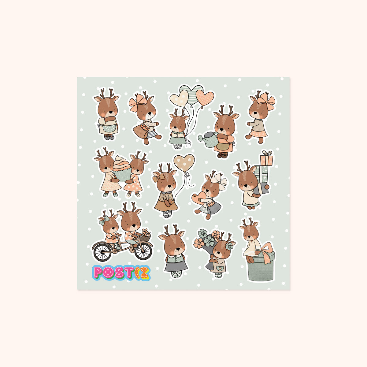 Winter Deer Square Sticker Sheet