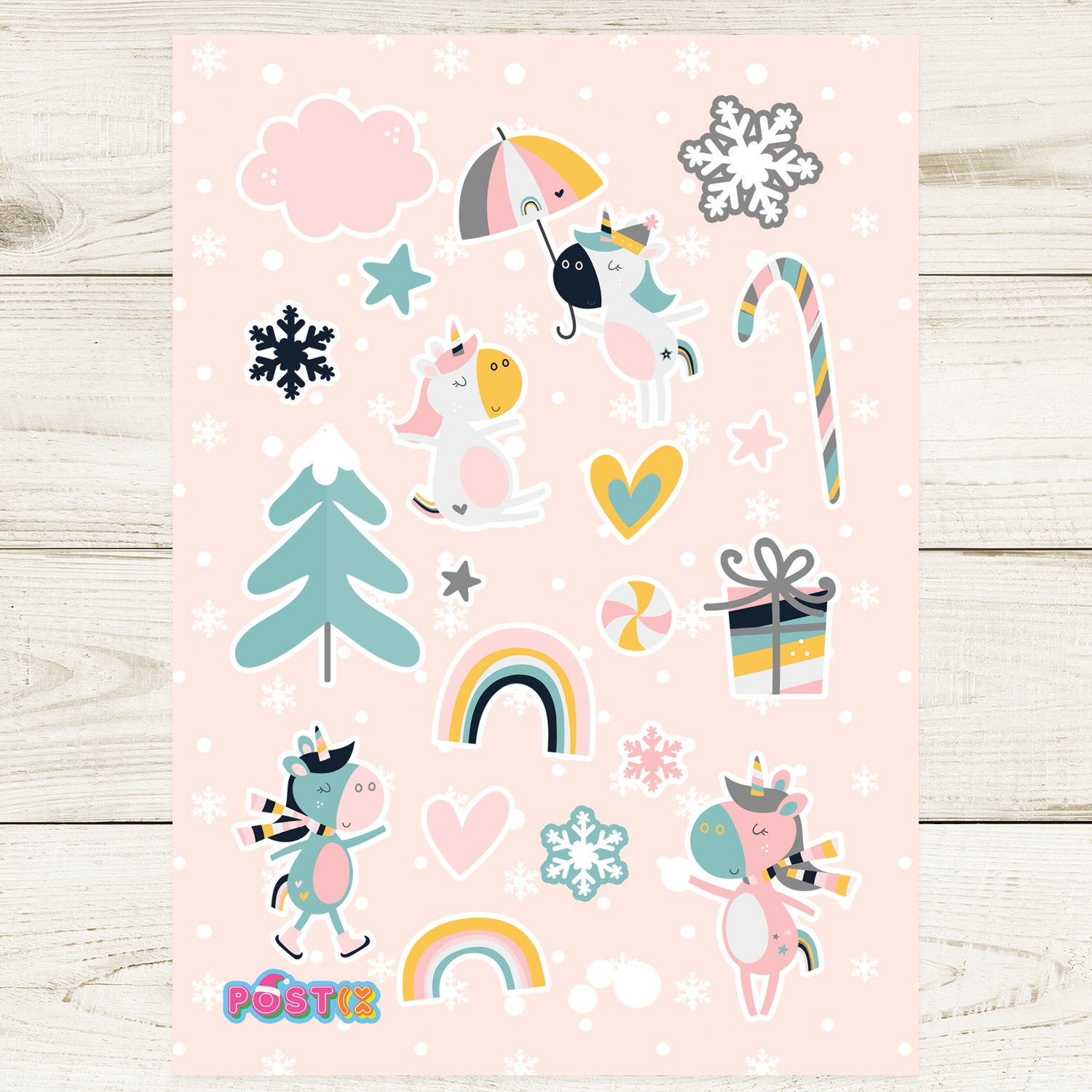 Unicorn's Christmas A6 Sticker Sheet