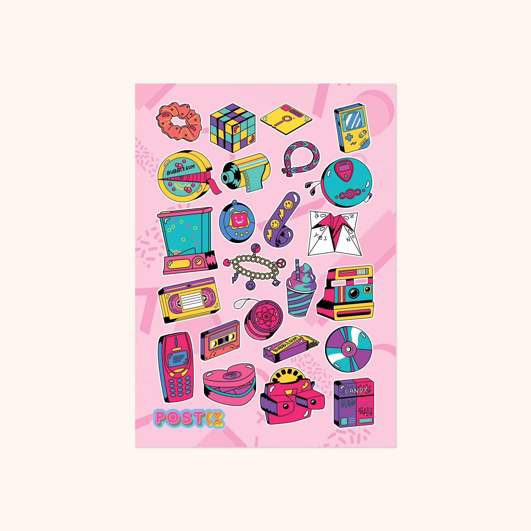 90s Nostalgia A6 Sticker Sheet – Postix Sticker Club