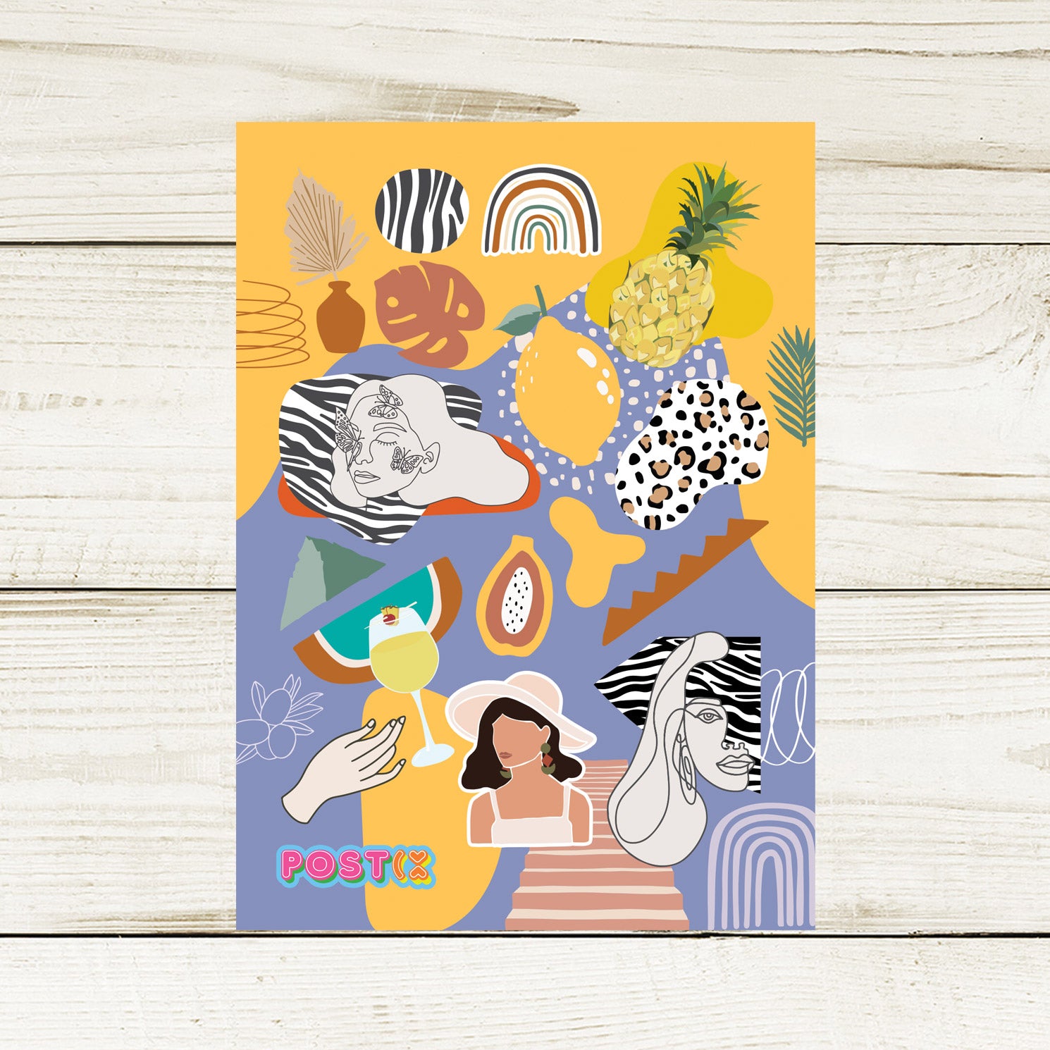 Confident Woman in Abstract A6 Sticker Sheet