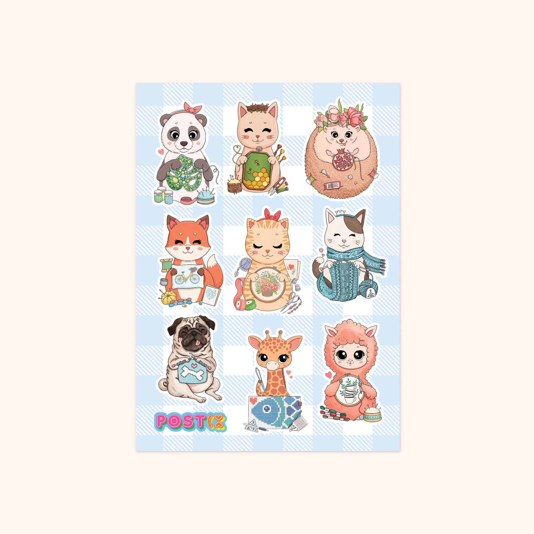 Crafty Animals A6 Sticker Sheet