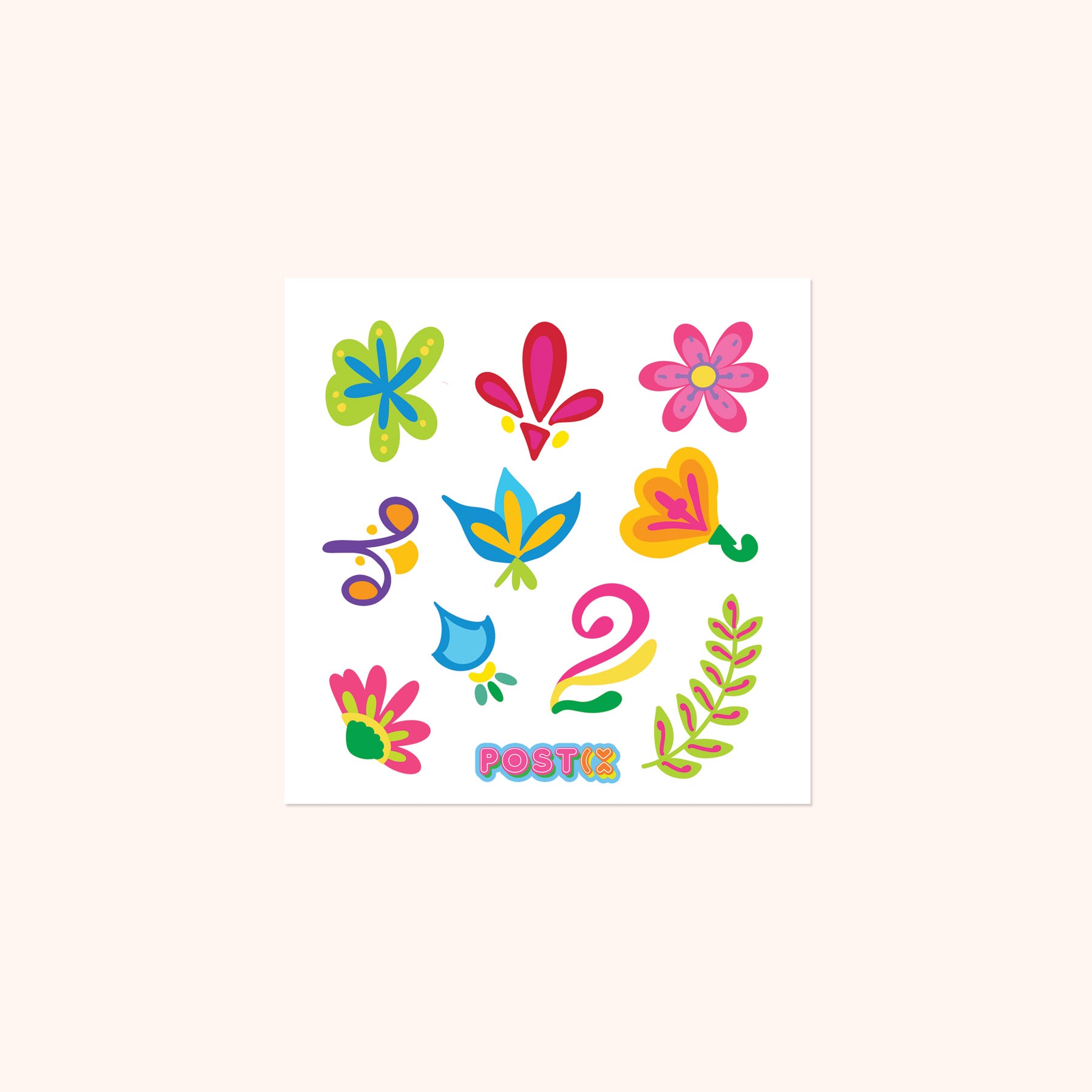 Fiesta Flowers Rub On Sticker Sheet