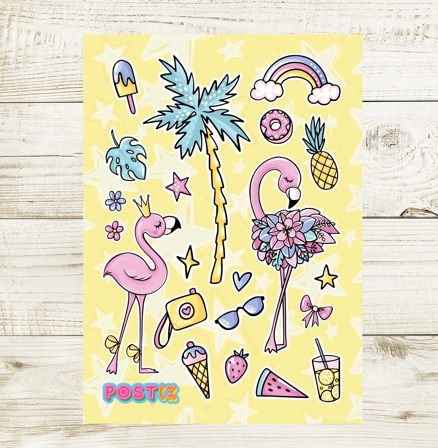 Princess Flamingos A6 Sticker Sheet