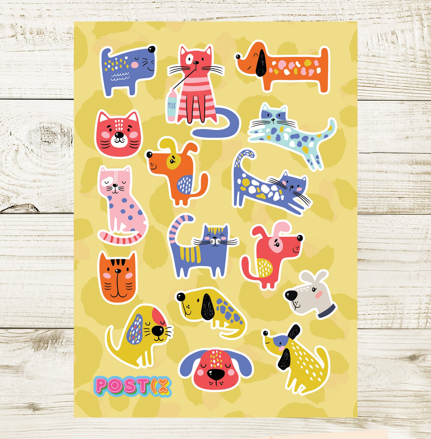 Rainbow Cats & Dogs A6 Sticker Sheet