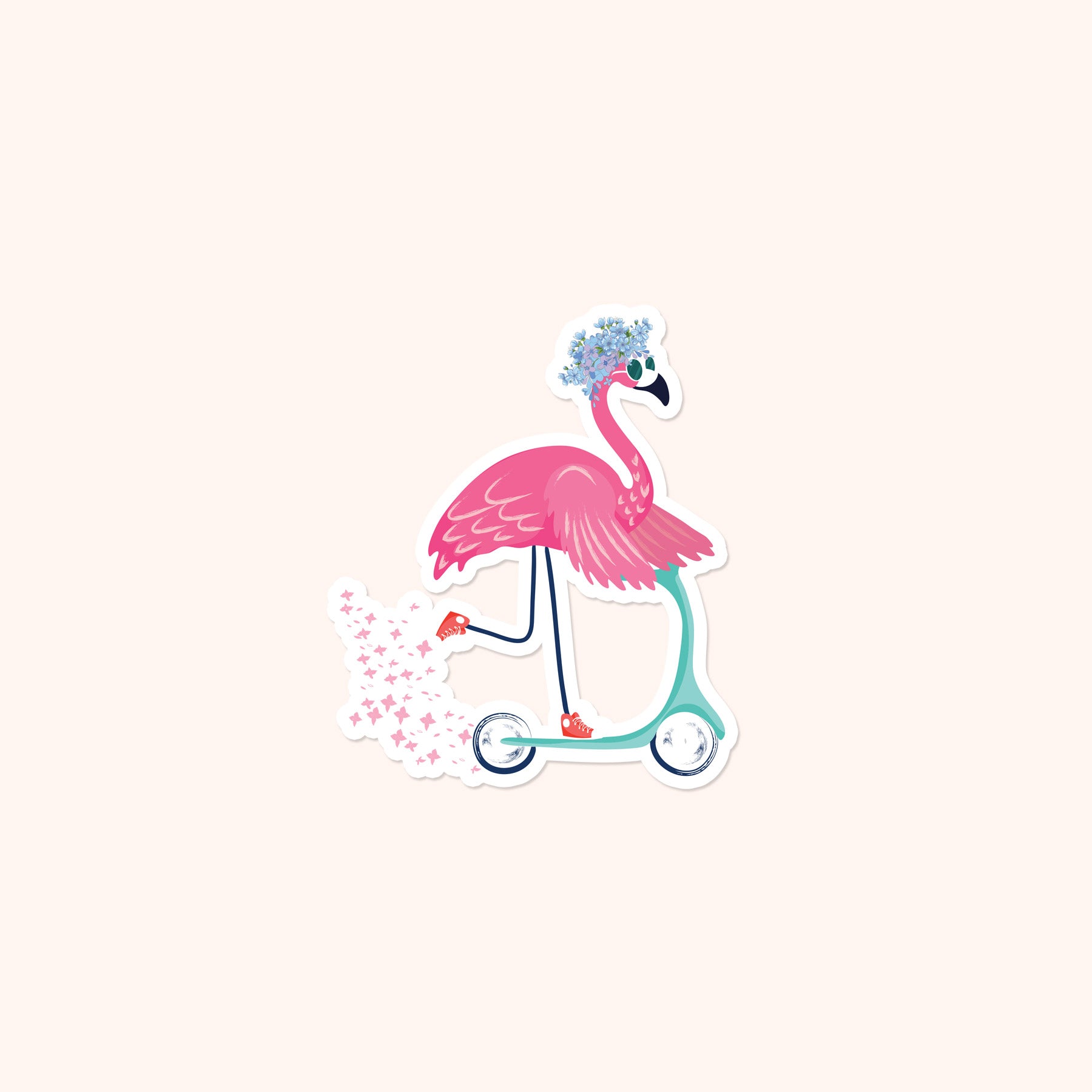 Fran the Fast Flamingo Sticker Flake