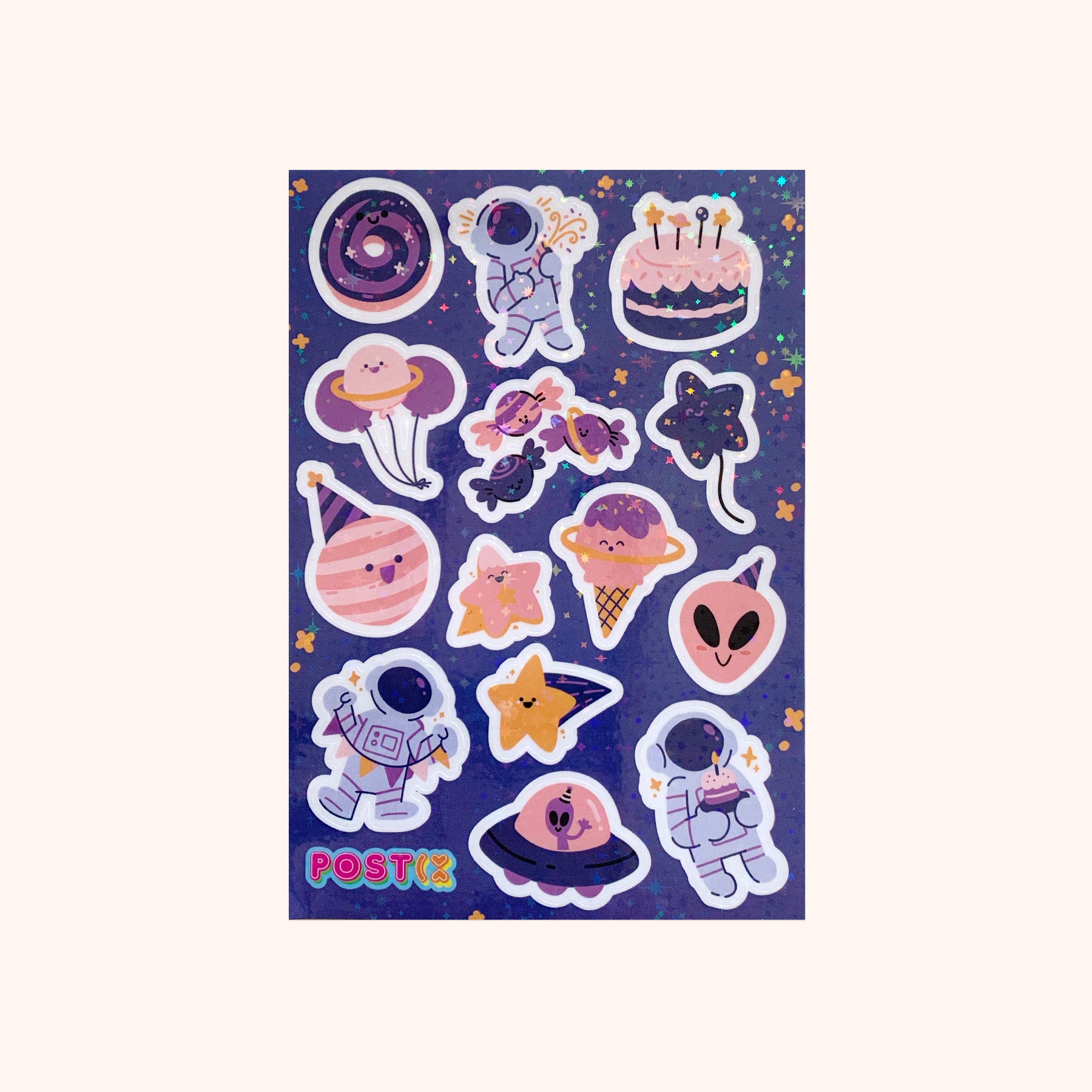 Space Party A6 Hologram Sticker Sheet