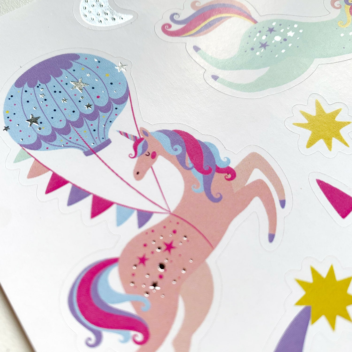 Unicorns Take Flight Square Silver Foil Sticker Sheet