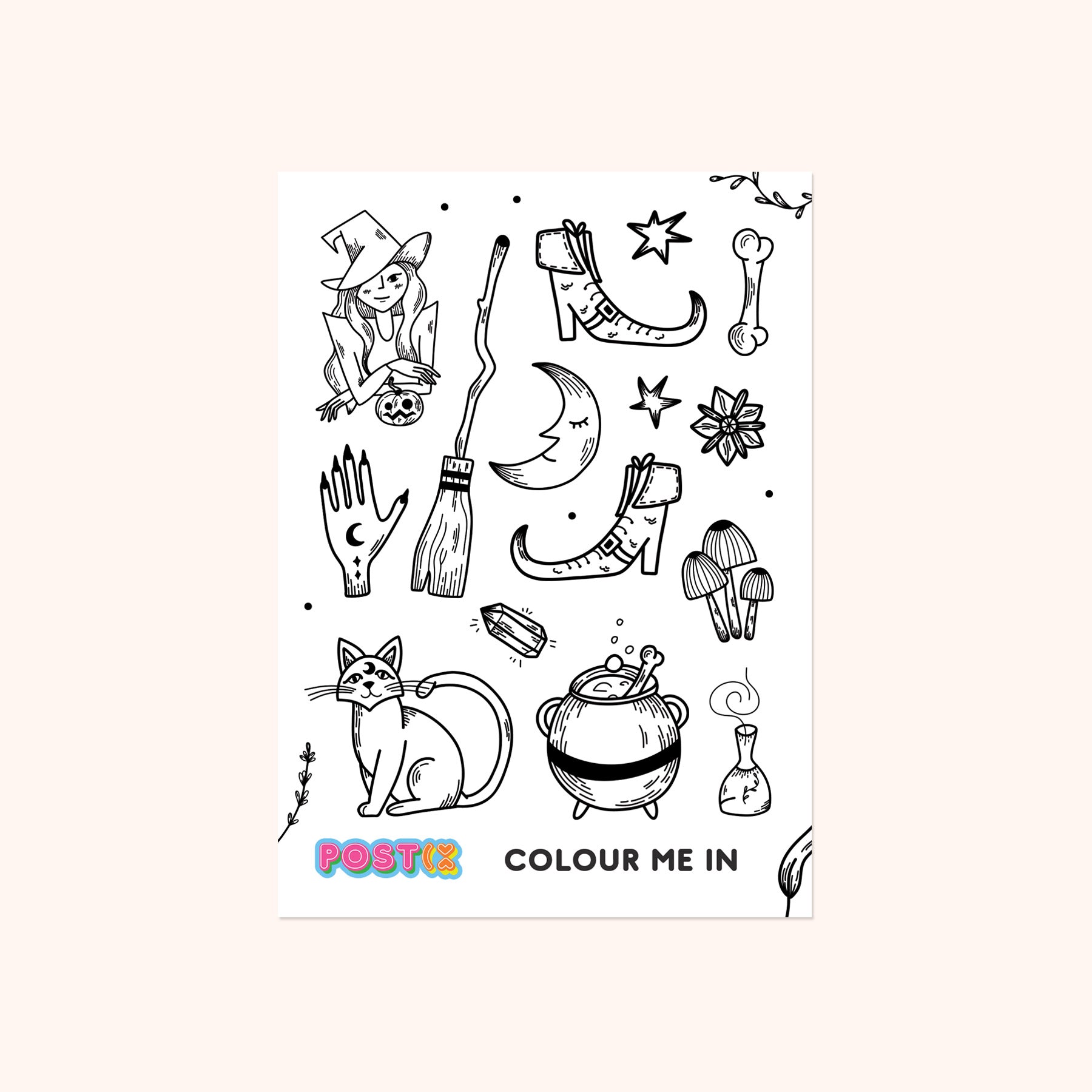 The Good Witch A6 Colouring In Sticker Sheet