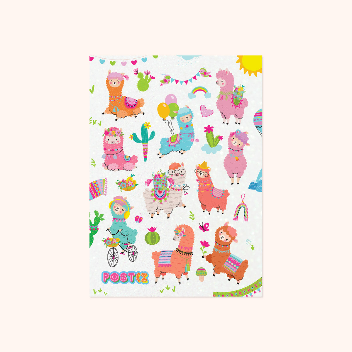 Alpaca Party A6 Glitter Sticker Sheet