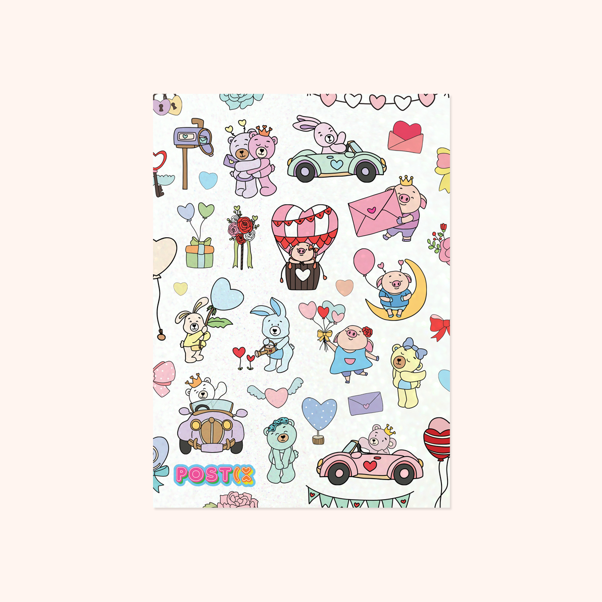 Animal Sweethearts A6 Glitter Sticker Sheet
