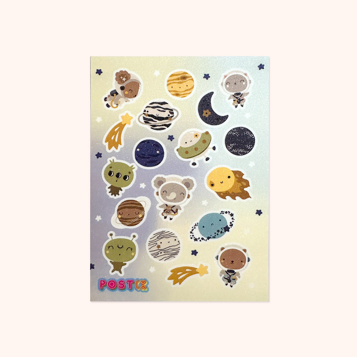 Aliens & Animals Encounter A6 Glitter Sticker Sheet