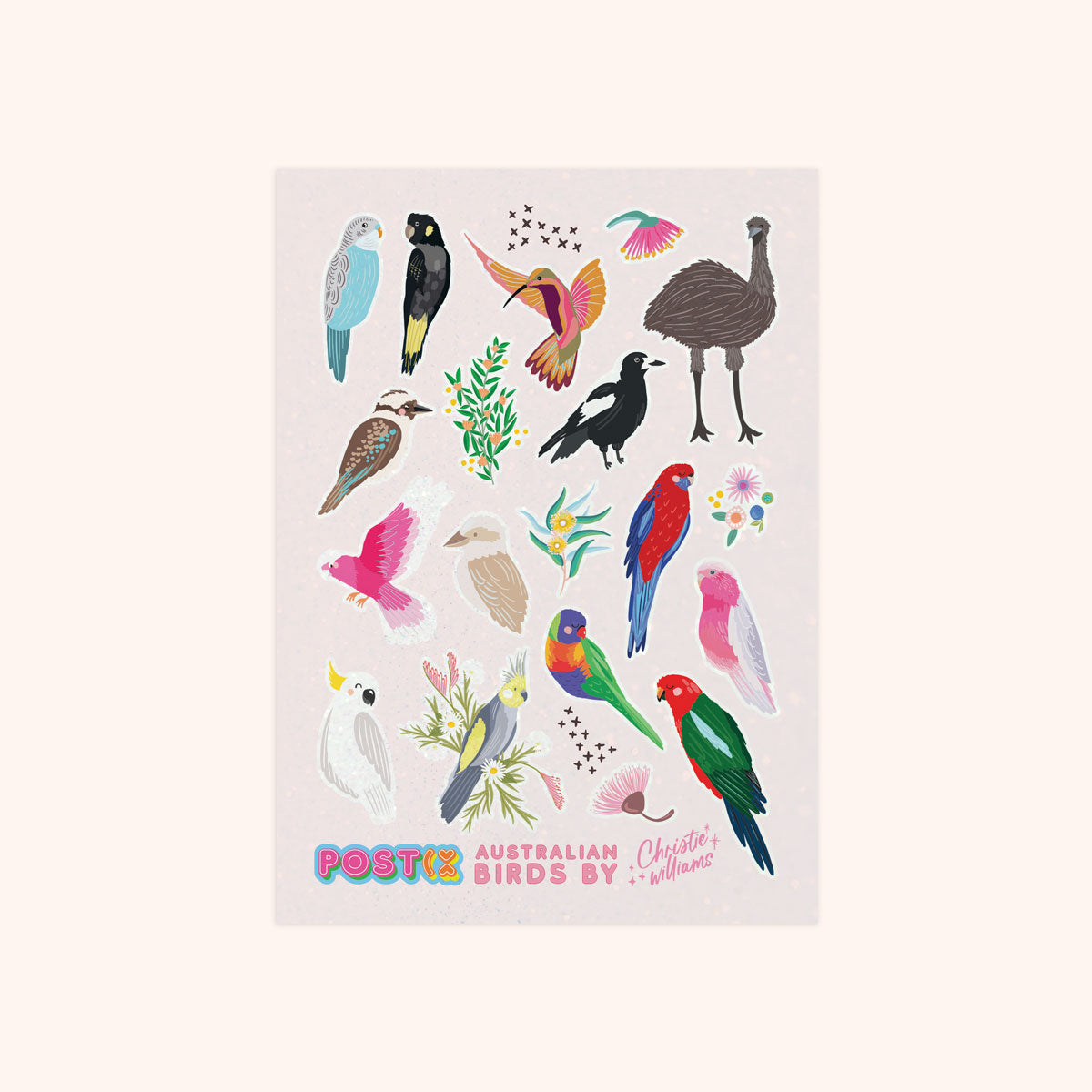 Aussie Bird Life A6 Glitter Sticker Sheet