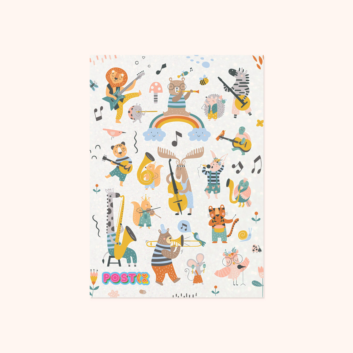 Big Band Animals A6 Glitter Sticker Sheet