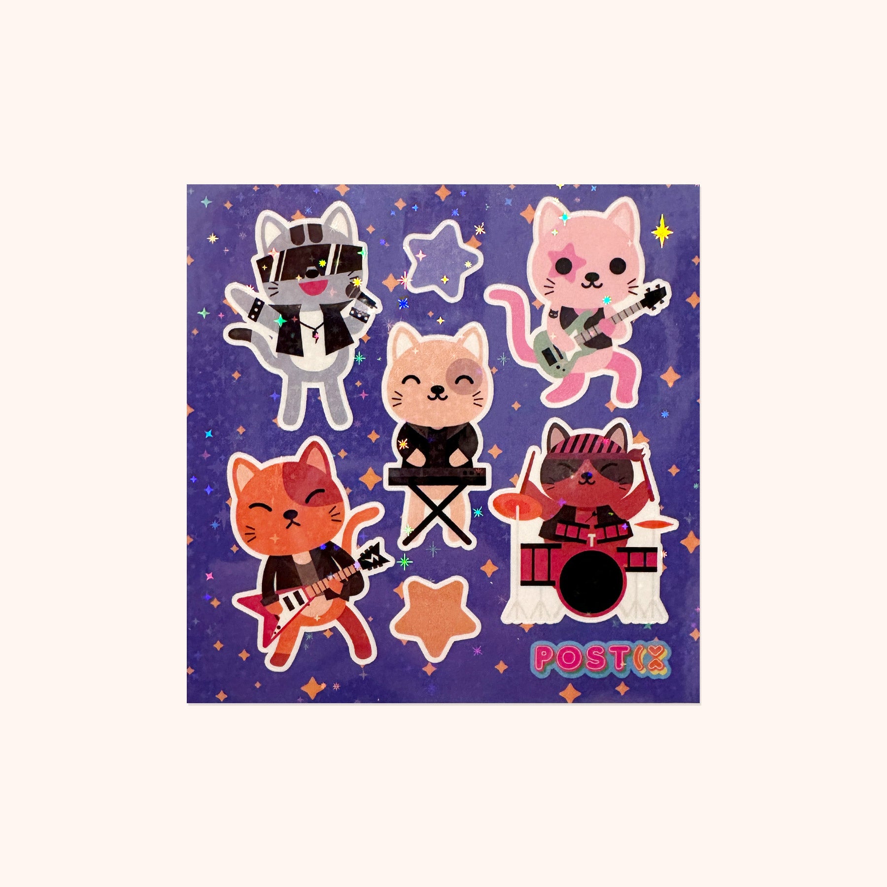 Cute Fighters Hologram Square Sticker Sheet