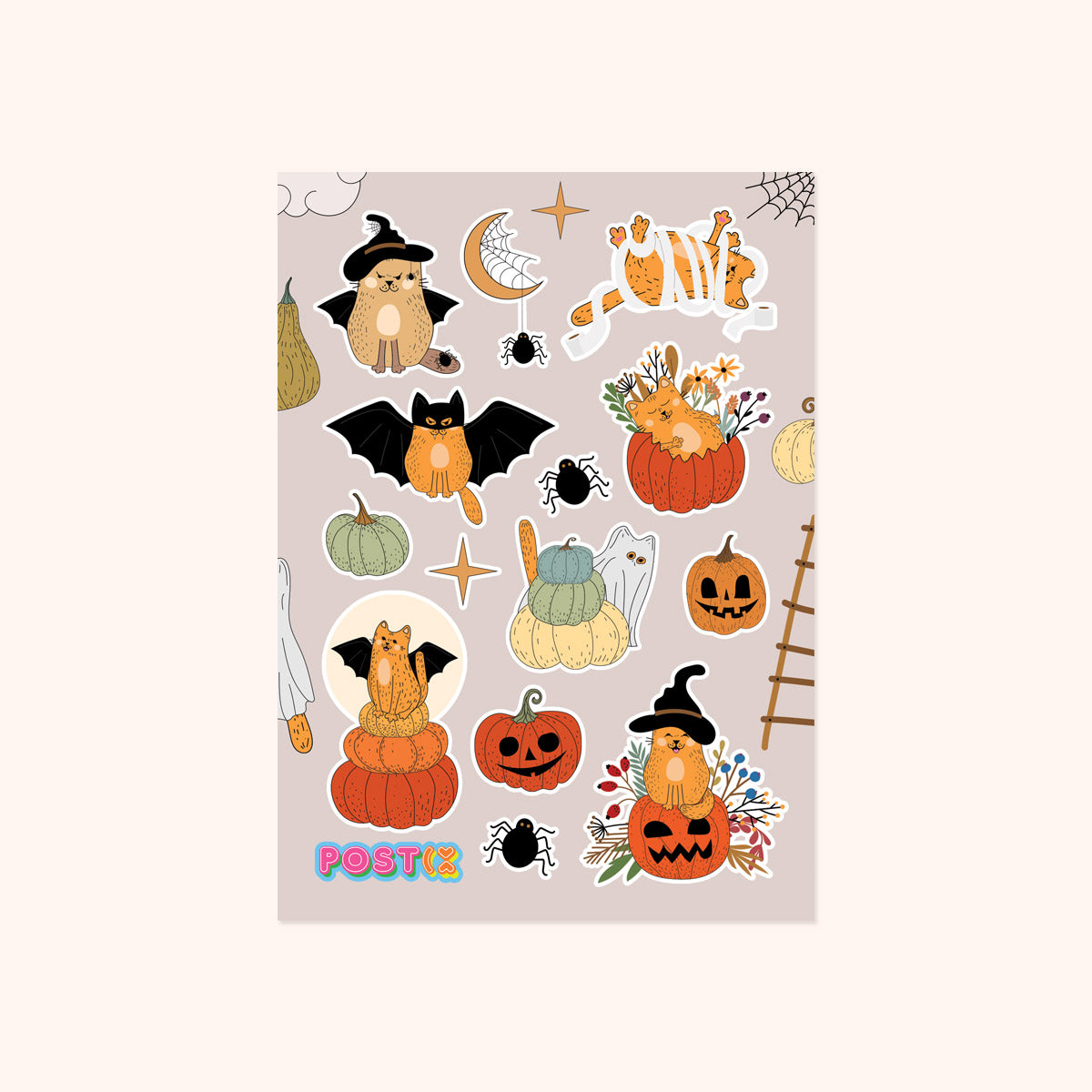 Halloween Cats 'n' Pumpkins A6 Sticker Sheet