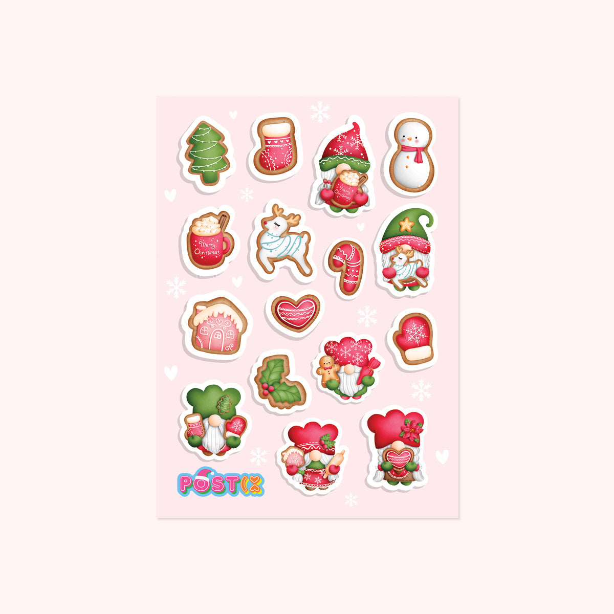 Christmas Cookie Gnomes A6 Sticker Sheet