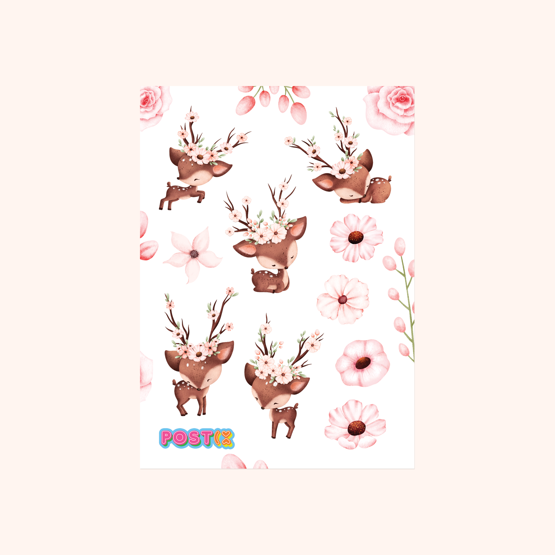 Nara Cherry Blossom Deers A6 Washi Sticker Sheet