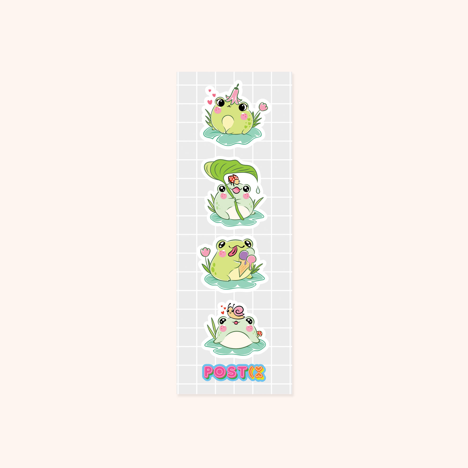 Adorable Frog Strip Sticker Sheet