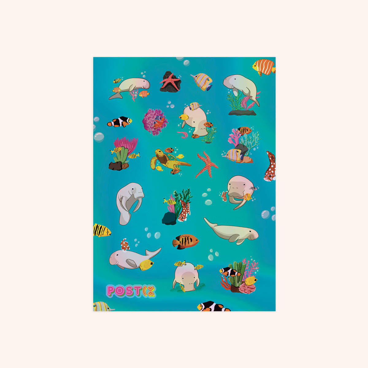 Great Barrier Reef Dugongs A6 Hologram Sticker Sheet
