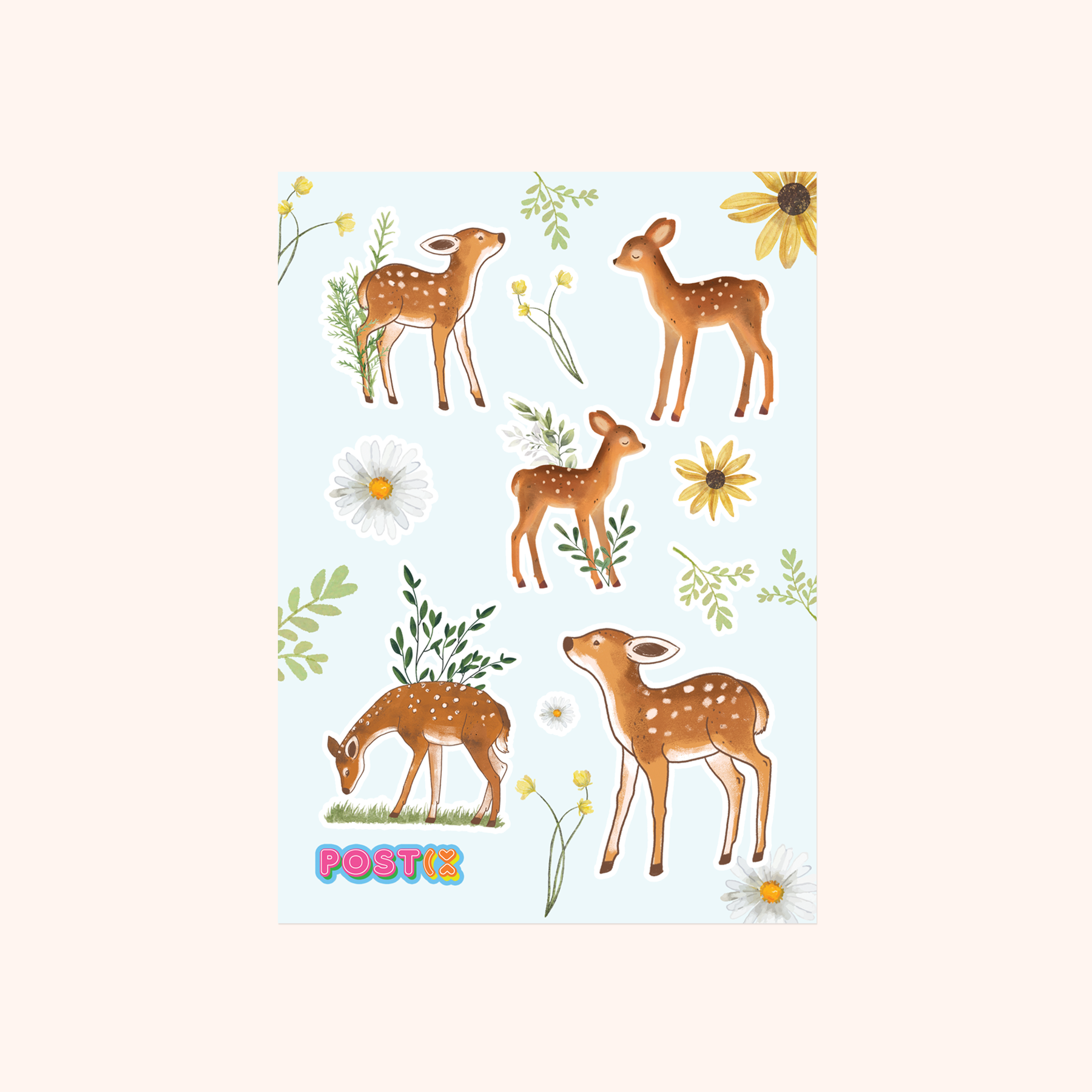 Elegant Deer Garden A6 Washi Sticker Sheet