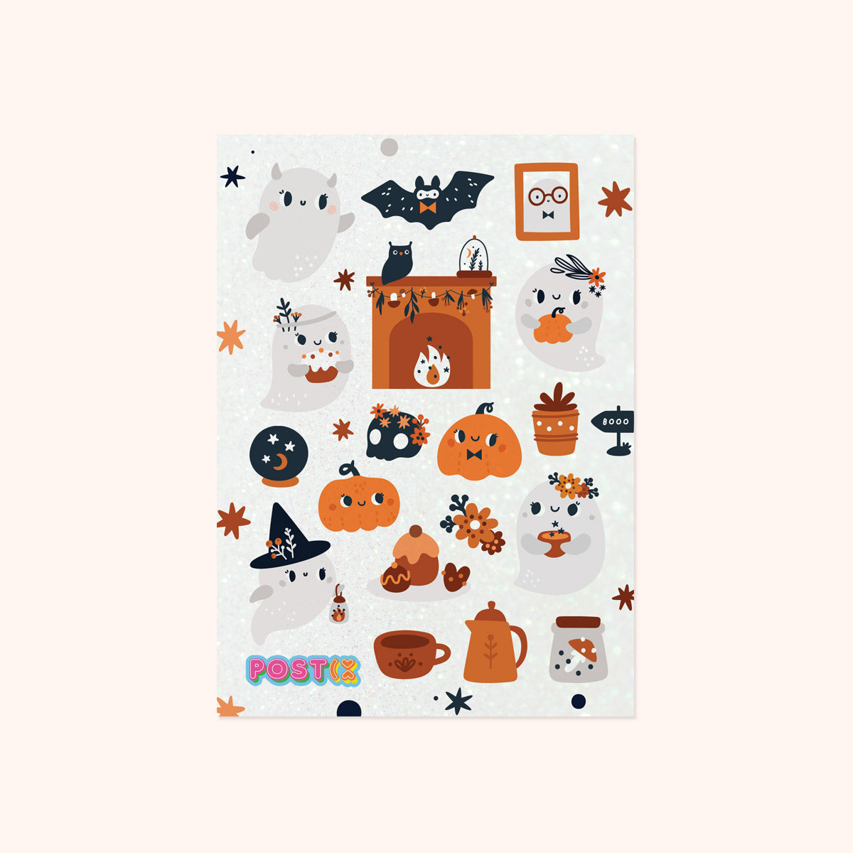 Haunted House Party A6 Glitter Sticker Sheet