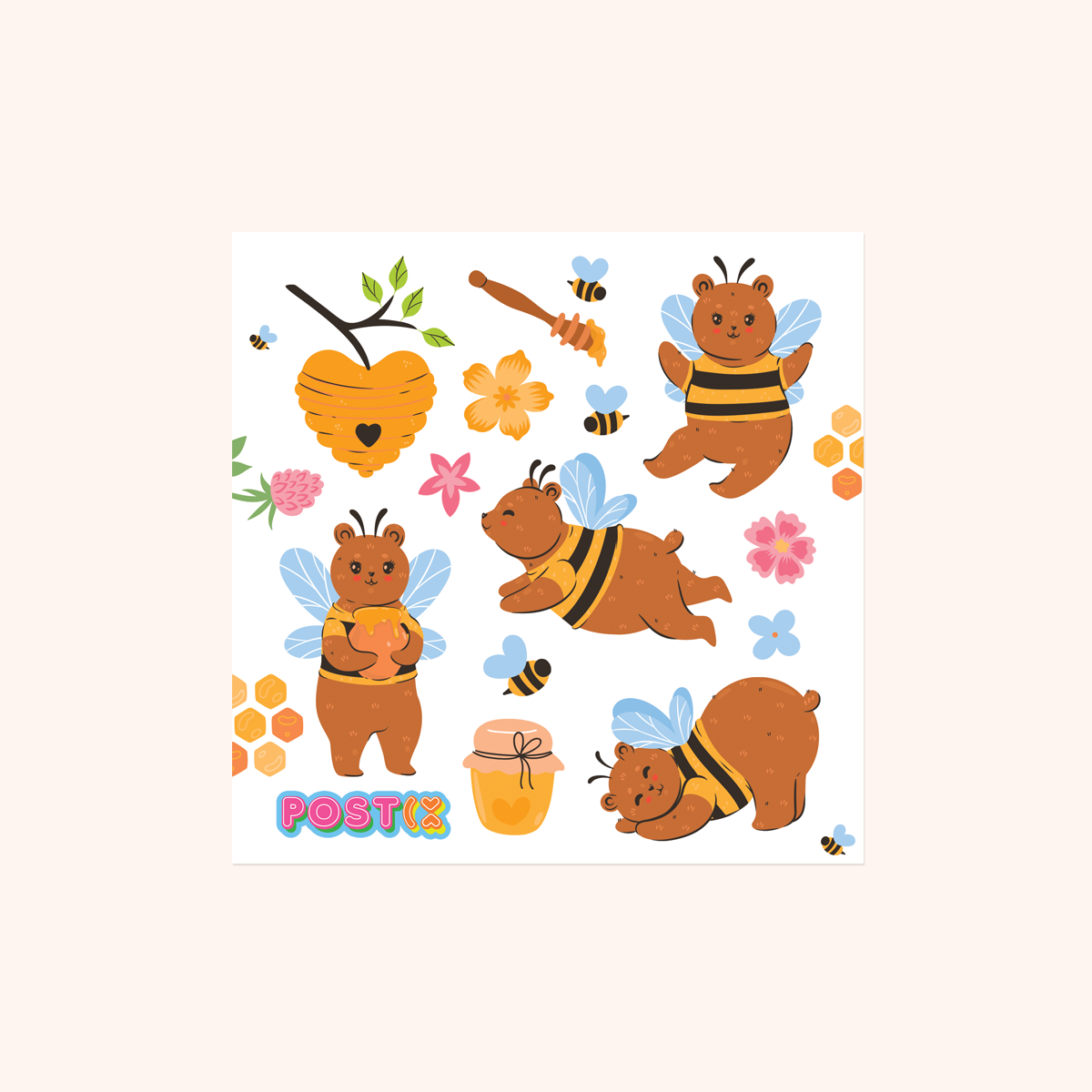 The Honeybear Square Sticker Sheet