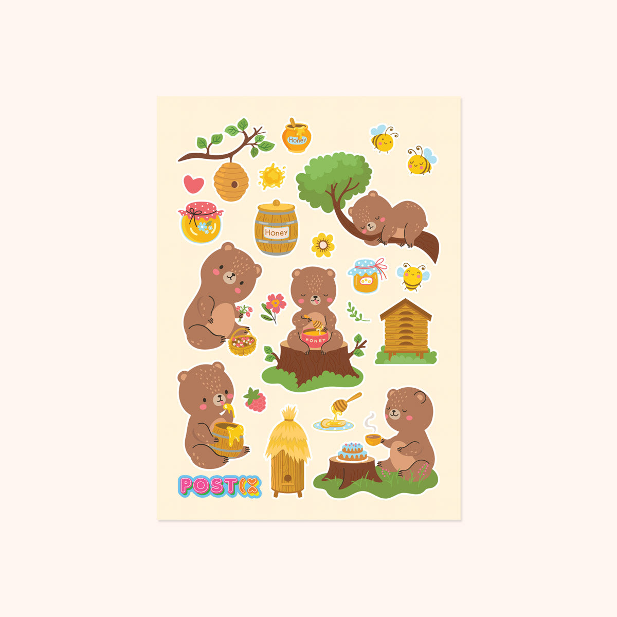 Honeybear Tea Party A6 Sticker Sheet