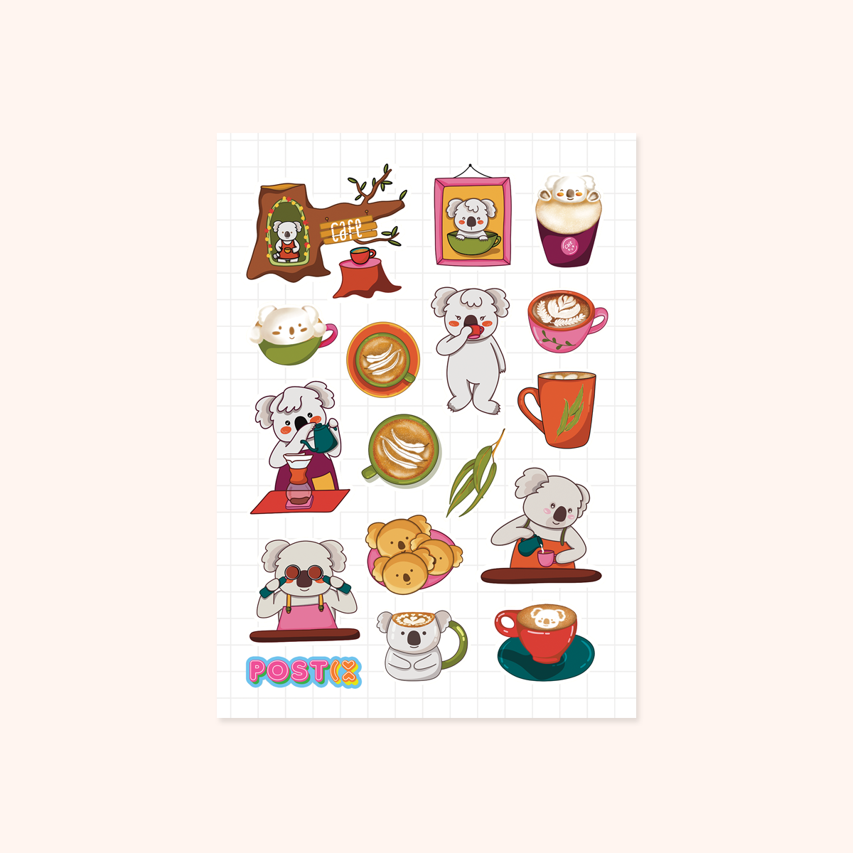Koala Tea and Coffee Shop A6 Sticker Sheet