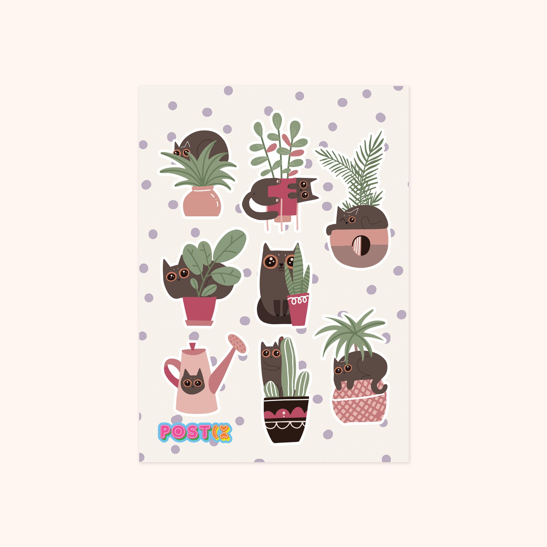 Cats and Plants Meowsterpiece A6 Sticker Sheet