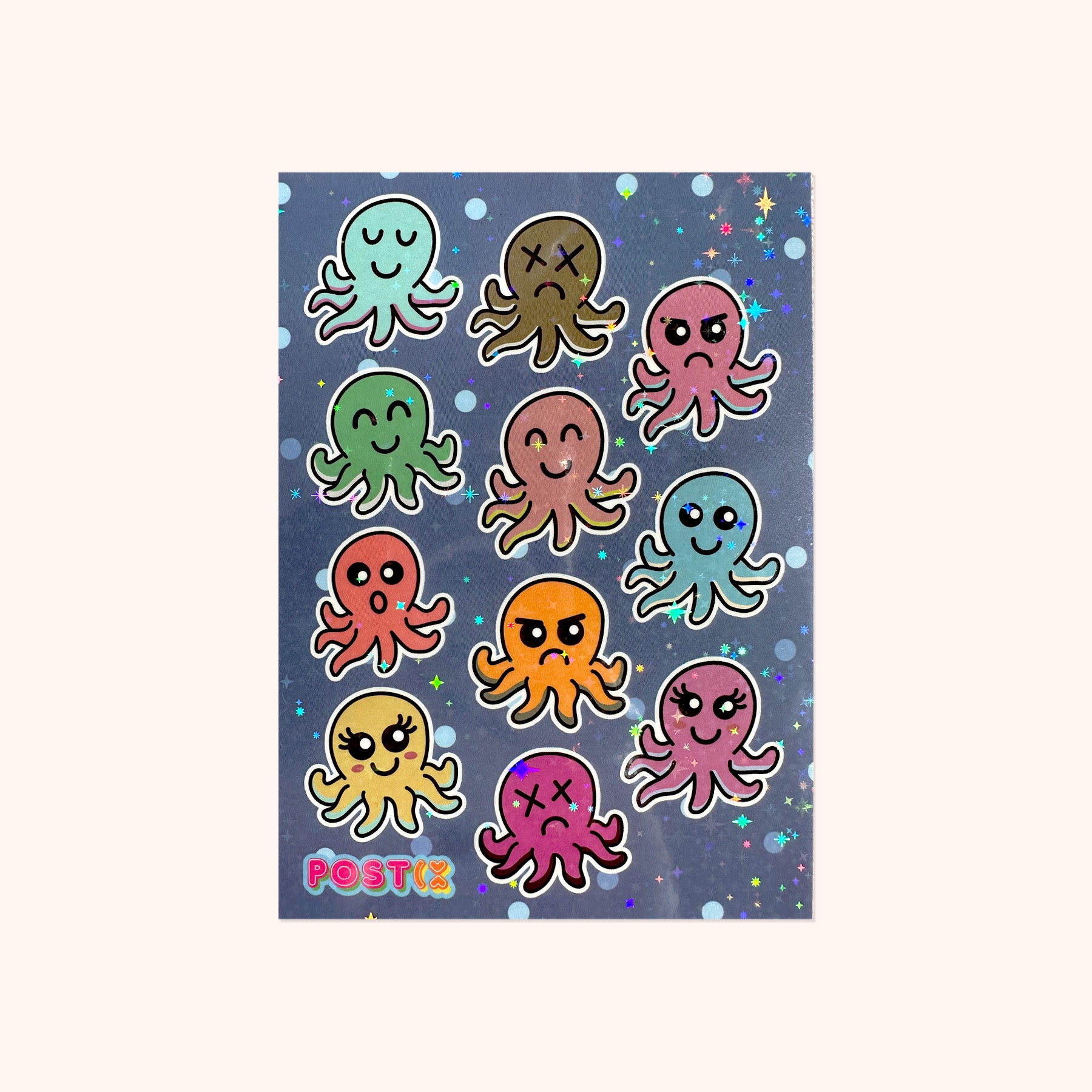 Octopus Moods A6 Hologram Sticker Sheet