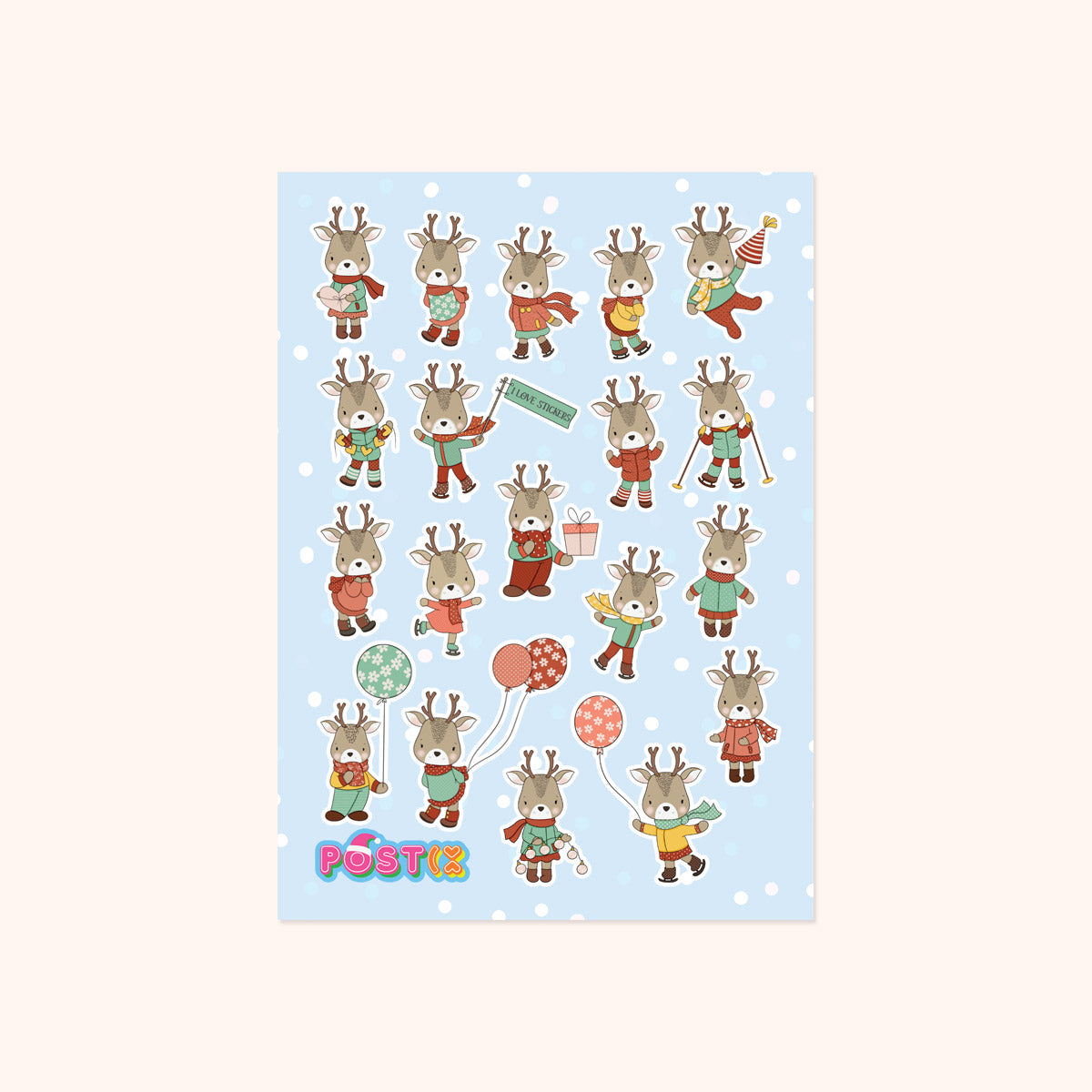 Oh Deer It's Christmas A6 Sticker Sheet