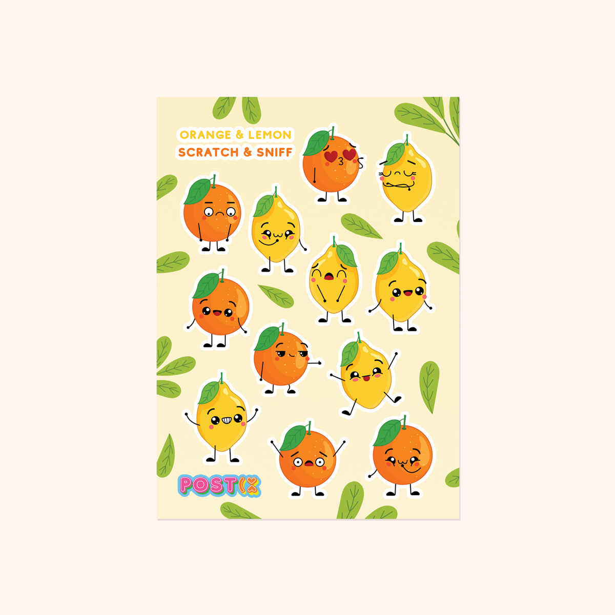 Orange & Lemon Mates A6 Scratch and Sniff Sticker Sheet