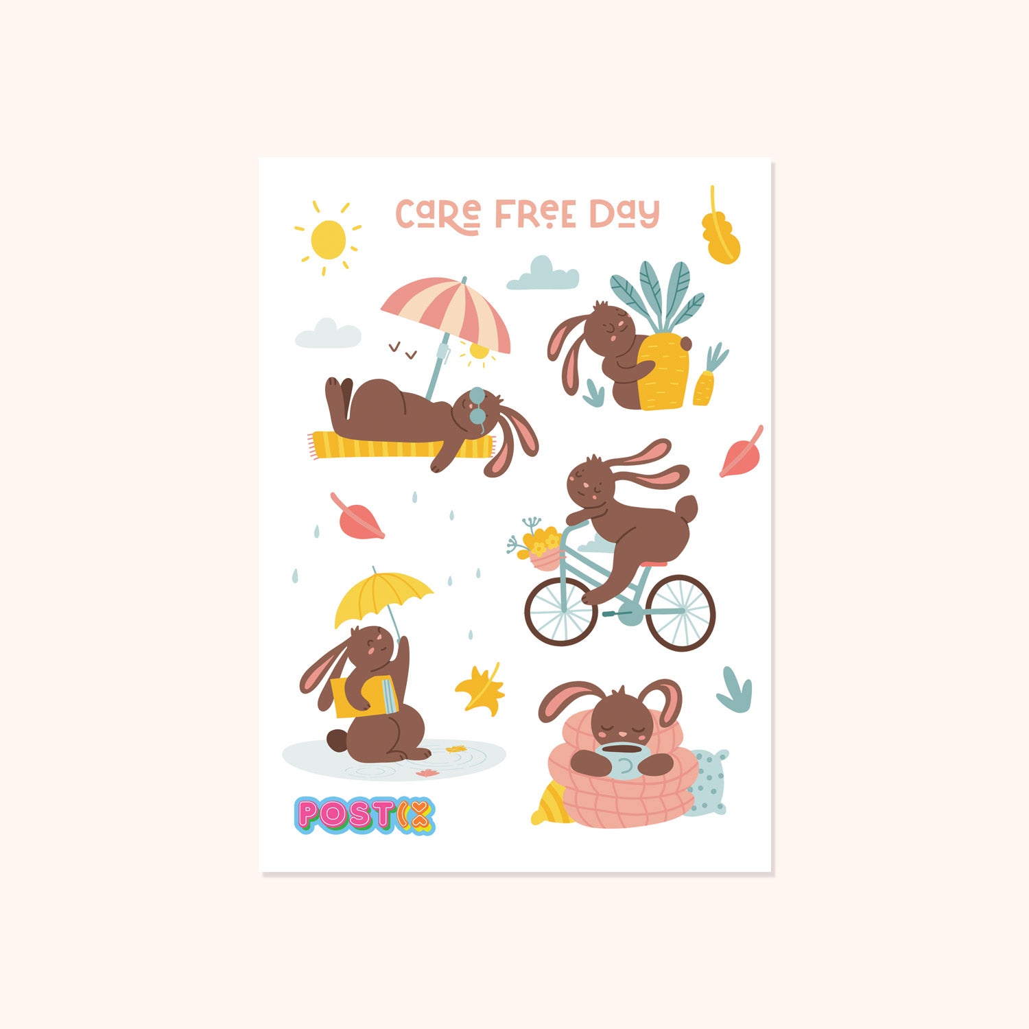 Bunny's Care Free Day A6 Sticker Sheet