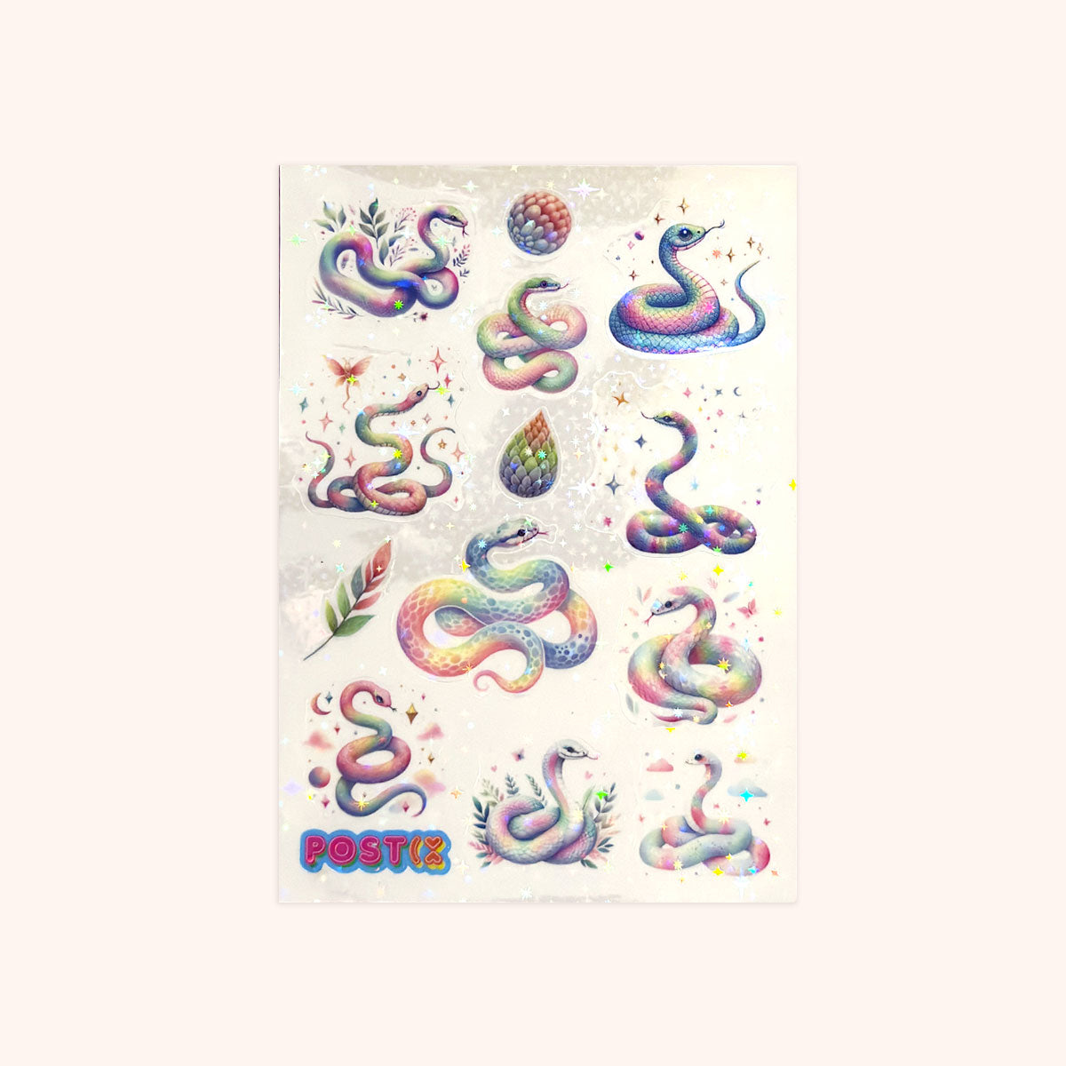 Rainbow Snakes A6 Hologram Sticker Sheet
