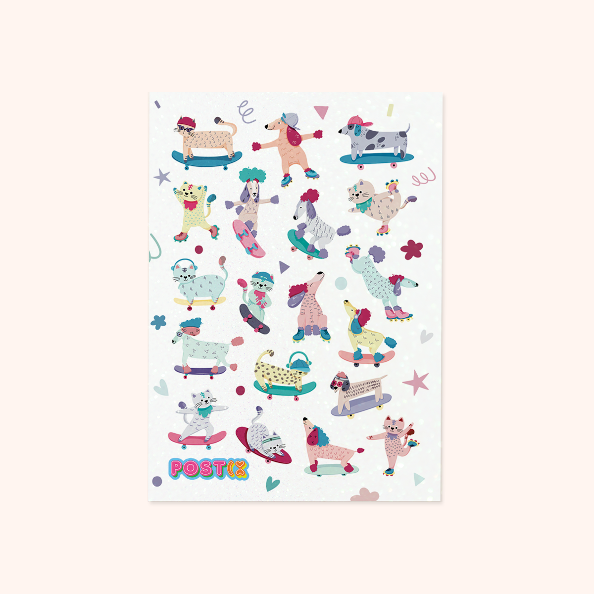 Roller Cats n Dogs A6 Hologram Sticker Sheet