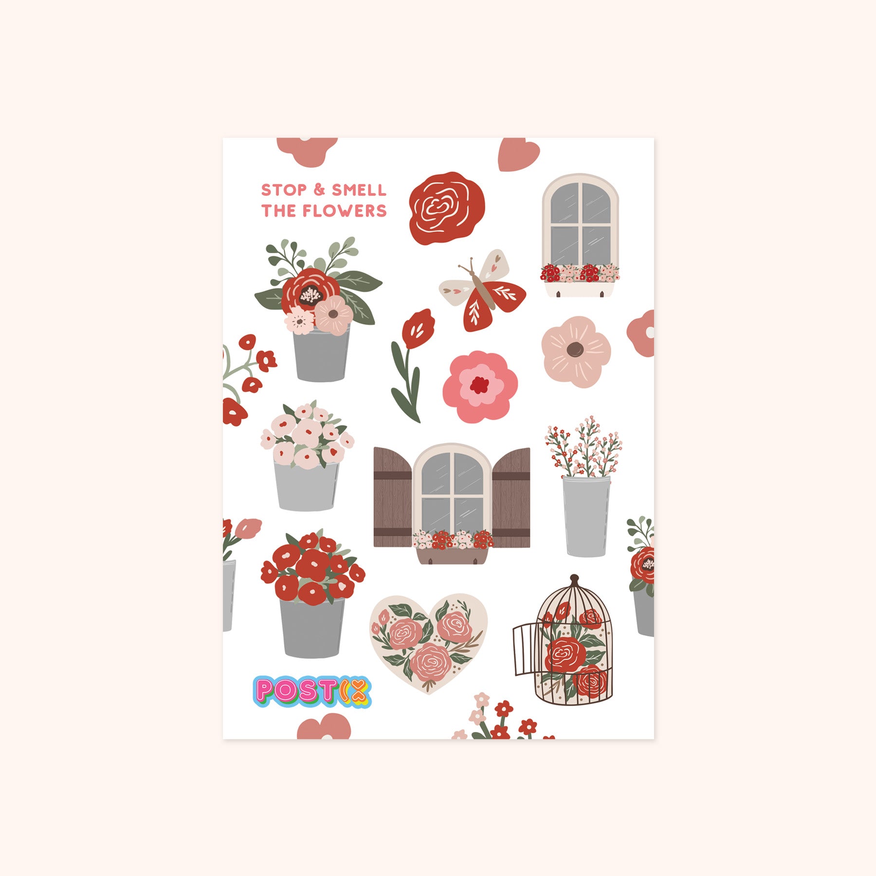 Rose and Peony Shop Scratch and Sniff A6 Sticker Sheet