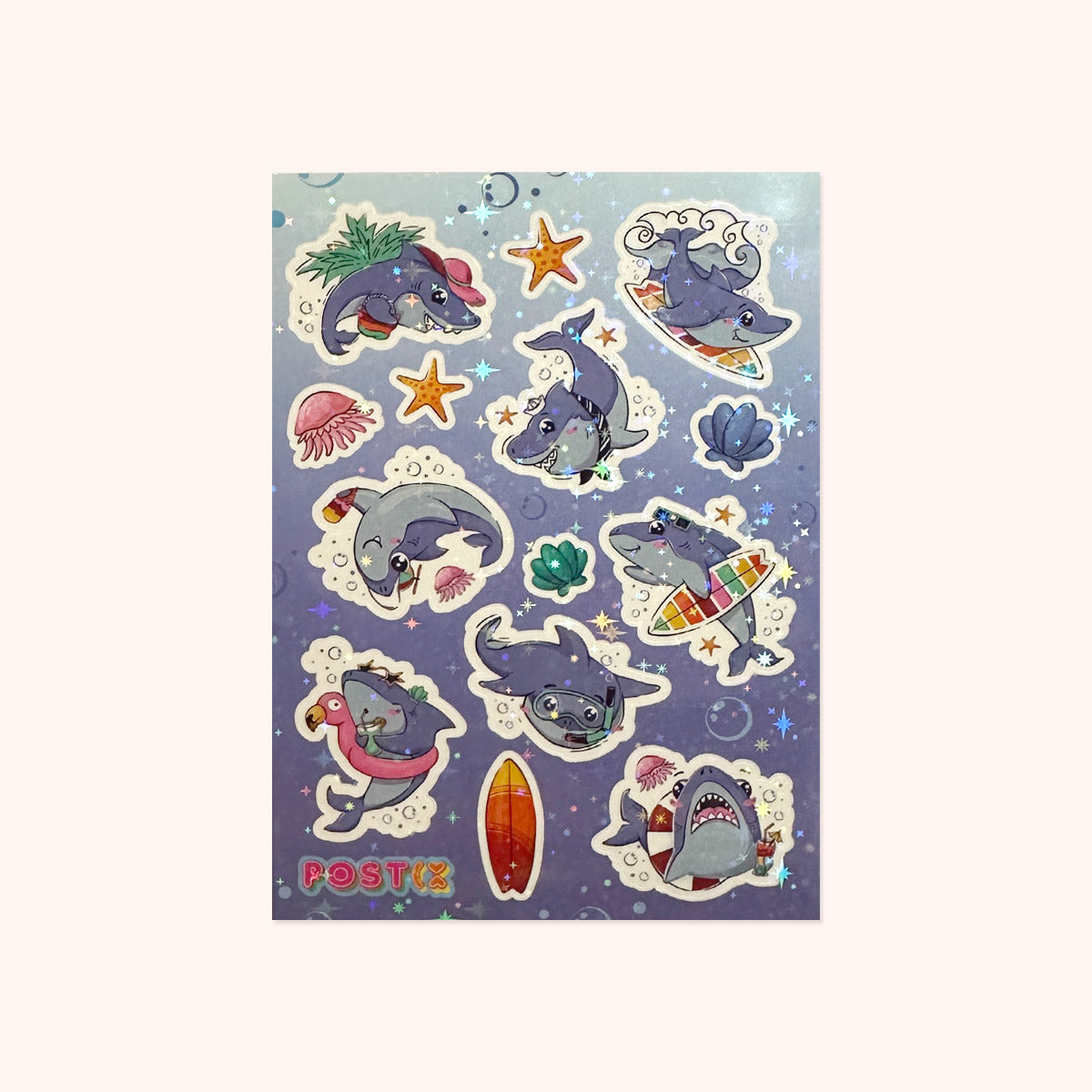 Jawesome Party Sharks A6 Hologram Sticker Sheet