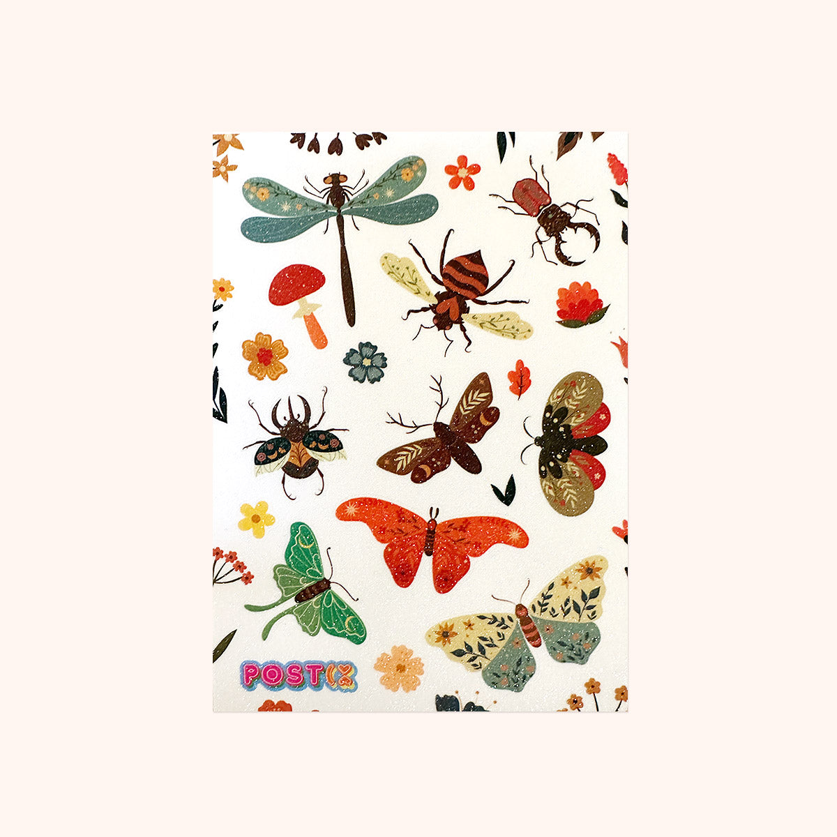 Boho Autumn Bugs A6 Glitter Sticker Sheet
