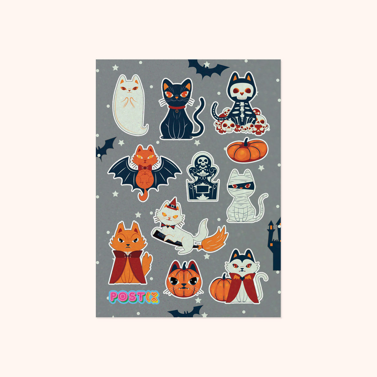 Vampire Cats A6 Glitter Sticker Sheet