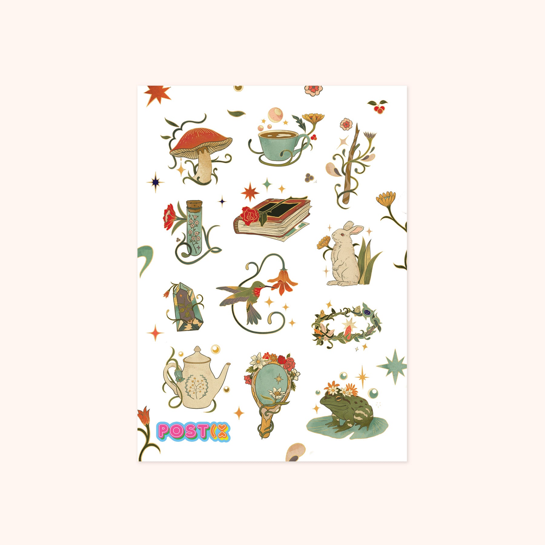 Retro Fantasy Magical Characters A6 Paper Sticker Sheet