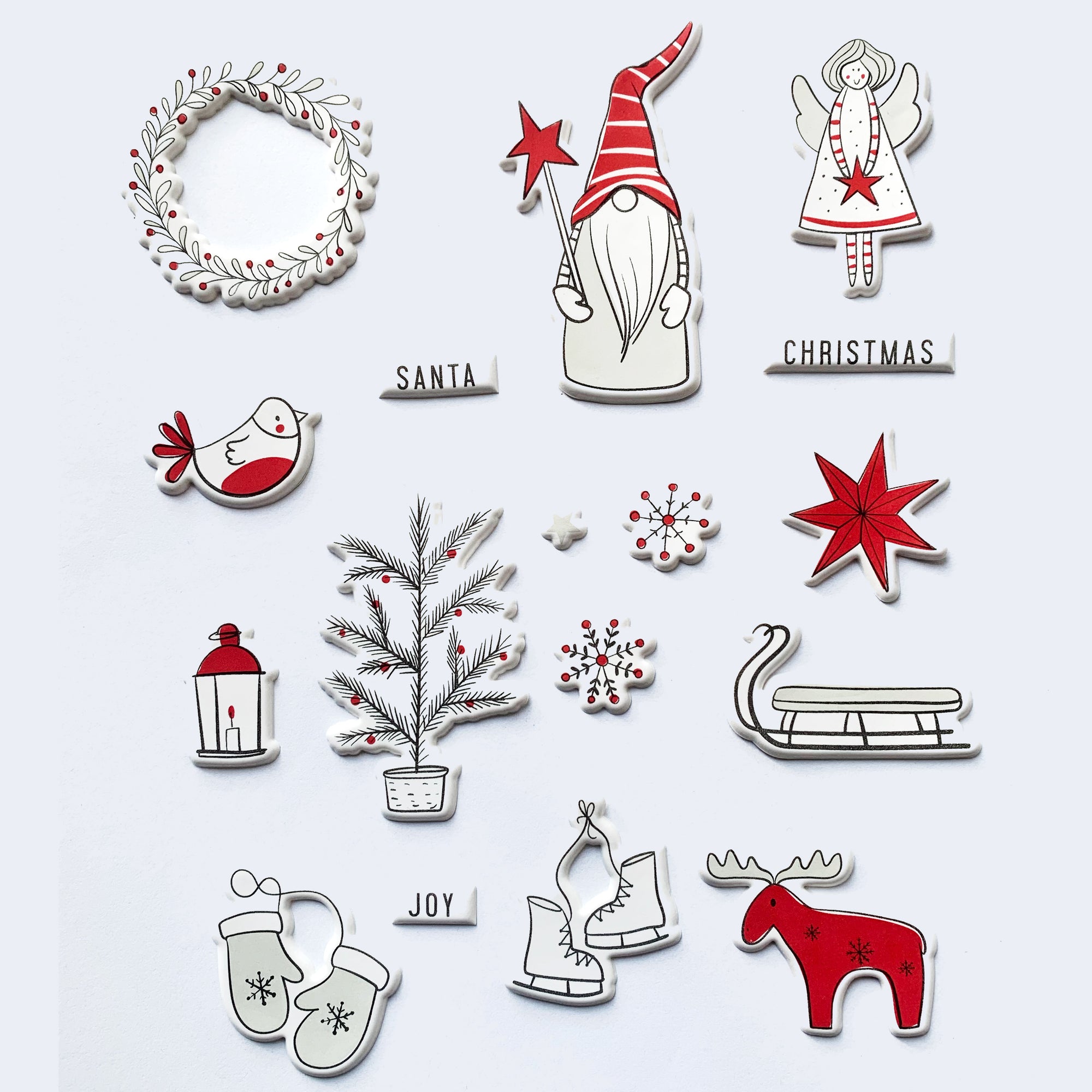 3D White Christmas Sticker Sheet