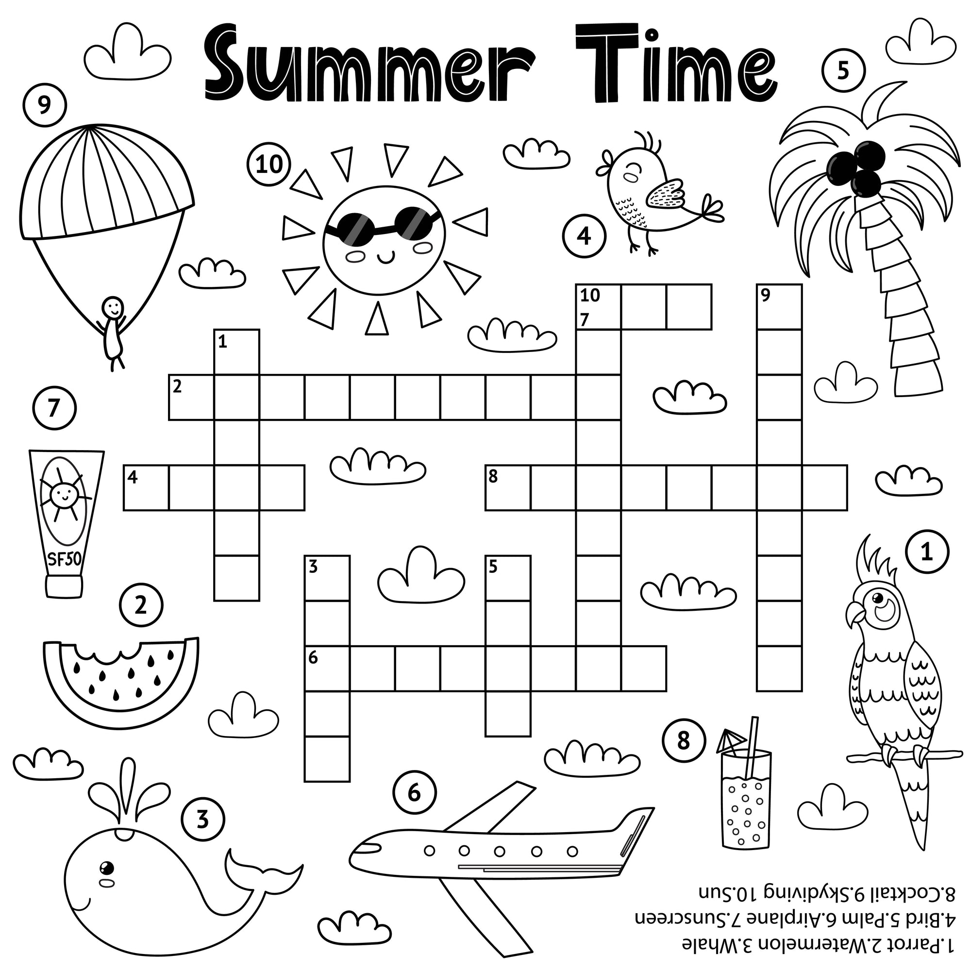 Summertime Colouring-in Crossword PDF Download